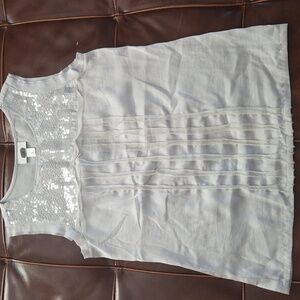 Ann Taylor Loft White Sequin Sleeveless Top Medium